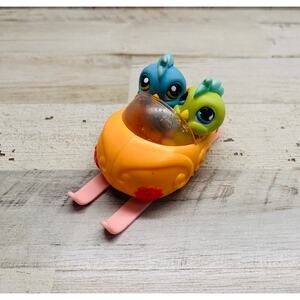 Vintage Littlest Pet Shop LPS Parakeet Blue Grren Bird Lot Retired EUC